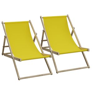 2er Set Liegestuhl Doppelpack Strandliege Liege Stuhl Strand Sonnenliege Gartenliege Klappstuhl Gelb