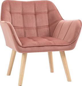 HOMCOM Sessel Wohnzimmer Ohrensessel Loungesessel Relaxsessel mit Gummiholzbeine, Lesesessel mit Samtoptik, Polstersessel, skandinavisch, Rosa