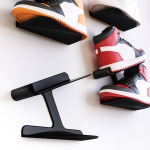 Sneaker Wandhalterung Schuh Regal Schwebend Wandhalter Schuhablage Display Schwarz 2 Stück