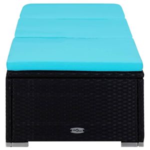 vidaXL 3-tlg. Garten-Sonnenliegen mit Teetisch Poly Rattan Schwarz