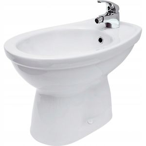 CERSANIT Stand-Bidet mit Überlauf, Hahnlochbank, 375 x 405 x 575 mm (BxHxL), 1 Hahnloch weiß