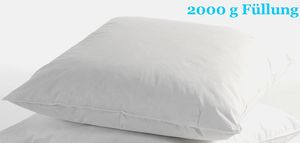 Feder-Kopfkissen "Trautesheim" Federkissen in 80x80cm mit 2000g-Gänsefedern-Füllung - Bezug 100% Baumwolle in weiß - KEIN LEBEND-RUPF (2000g)