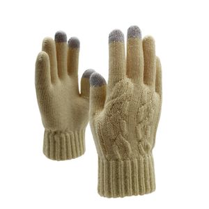 INF Gestrickte Winterhandschuhe mit Touchscreen, Unisex Khaki