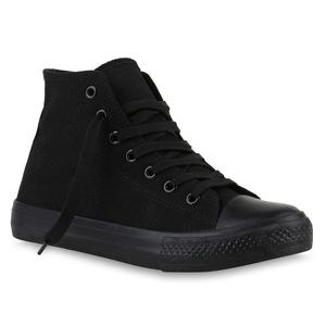 Mytrendshoe Damskie Sneakersy High Top Buty Sportowe Buty Materiałowe Sznurowane 816743, Kolor: Czarny Czarny, Rozmiar: 38