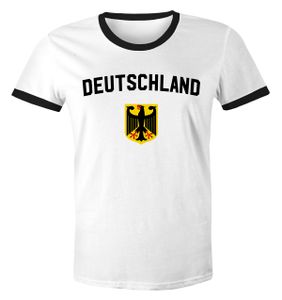 WM Shirt 2018 Fußball Deutschland Adler Wappen Herren Retro MoonWorks weiß-schwarz-gelb 3XL