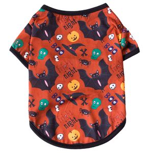 Sommermantel Hundeweste Halloween Schädel Kürbis Fledermaus Print Katze T-Shirt Kleidung für kleine Hunde Welpen Chihuahua Hooides Haustierkleidung