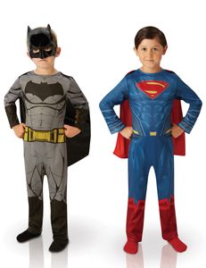 Kinderkostüm-Set Batman und Superman bunt