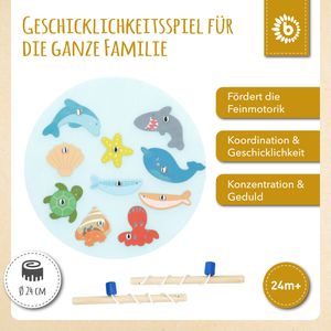 Bieco Magnetspiel Angel Spiel Kinder - Fische angeln - Montessori Angelspiel Kleinkind - Holz Angelspiel - Magnetangel Kinder Angel Spielzeug - Fische mit Magnet Spielzeug Angel magnetisch Fisch Spiel