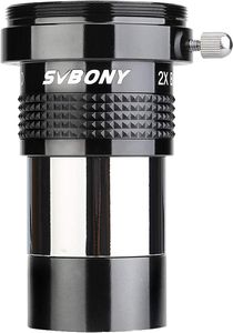 Svbony SV137 Barlow šošovka 2X 1,25 palcová kovová FMC Barlow šošovka pre ďalekohľad
