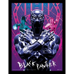 Black Panther - Gerahmtes Poster PM5584 (40 cm x 30 cm) (Pink/Schwarz/Weiß)