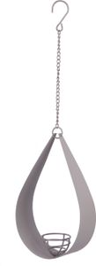 Dehner Natura Futterstelle für Wildvögel, Meisenknödelhalter inkl. Aufhängevorrichtung, 43.5 x 14.5 x 6 cm, Metall, grau