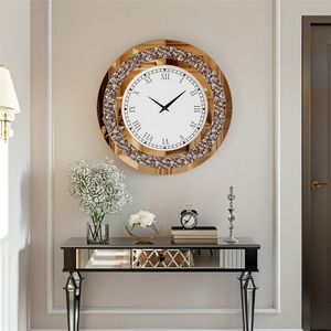 WISFOR nástěnné hodiny 60 cm, kulaté dekorativní hodiny, Atmosphera kuchyňské hodiny obývací pokoj kancelářské hodiny, tiché římské číslice, sklo, hnědá barva WISFOR nástěnné hodiny 60 cm, kulaté dekorativní hodiny, Atmosphera kuchyňské hodiny obývací pokoj kancelářské hodiny, tiché římské číslice, sklo, hnědá barva