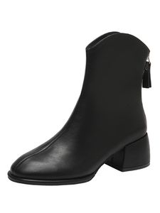 Damen Elegante Stiefeletten Runde Zehen Klassische Chelsea Boots Anti-Rutsch Wasserdichte ,Farbe:Schwarz,Größe:35.5
