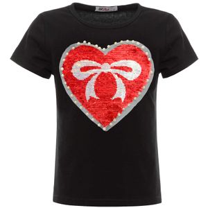 BEZLIT Mädchen Wende Pailletten T-Shirt mit einem Herz-Motiv Schwarz 134