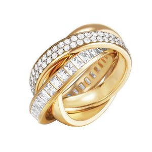 Esprit Damen Ring Edelstahl Gold Tridelia Zirkonia ESRG02258B1, Ringgröße:57 (18.1 mm Ø)