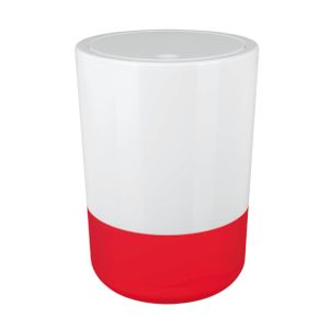 Spirella Design Kosmetikeimer "Moji" Bad Treteimer Schwingdeckeleimer Abfallbehälter mit Schwingdeckel 5 Liter mit Silikonboden Weiß/Rot