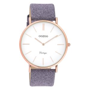 Oozoo Armbanduhr violett Leder C20152 Vintage Series Damen Analog-Quarzuhr UOC20152