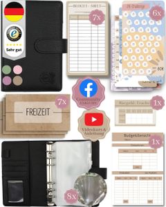 BeginnerBudget® Budget Planner Deutsch A6 Litchi-Style (Schwarz) - Starterset Sparchallenge Budgetplaner, Sparen mit Umschlagmethode Ringbuch + Anleitung BeginnerBudget® Budget Planner Deutsch A6 Litchi-Style (Schwarz) - Starterset Sparchallenge Budgetplaner, Sparen mit Umschlagmethode Ringbuch + Anleitung