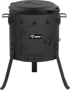 Liatinový kotlík BBQ-Toro s kachľovou pecou Ø 35 cm, liatinový kotlík s pokrievkou, kotlík na guláš, kotlík na oheň