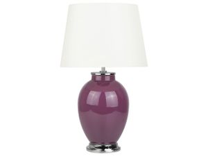 BELIANI Tischlampe Violett Keramik 56 cm Stoffschirm Weiß Empire Vasenform Kabel mit Schalter Retro-Stil