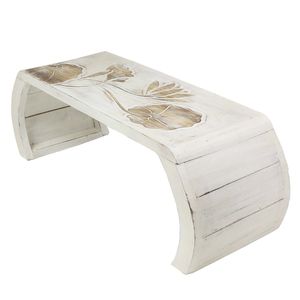 Beistelltisch Couchtisch Opiumtisch Brücke  Blumentisch Betttisch Laptoptisch Notebooktisch Lotus 30 cm Höhe Weiß Groß