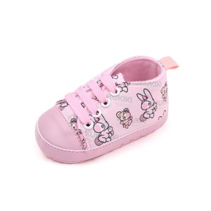 Babysneakers Schnürschuhe Cartoon Canvas Sneakers Anti Slip Soft Sohle Crib Schuh Leinwand  Rosa,Größe:EU 12-18 months