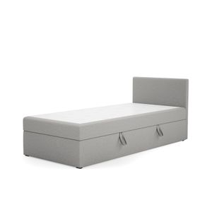 MEBLITO Boxspringbett Menorca Mini Basic Bett mit Bettkästen Matratze H3 Seite: Rechts  80x200 cm Hellgrau (Lux 05)