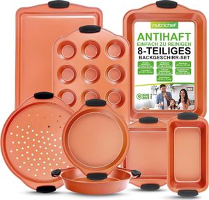 NutriChef 8-Teiliges Backformen Set – Backform Set inkl. Kuchenform, Backblech, Brotbackform, Muffinform, Springform, Pizzablech, Backform Rund NutriChef 8-Teiliges Backformen Set – Backform Set inkl. Kuchenform, Backblech, Brotbackform, Muffinform, Springform, Pizzablech, Backform Rund