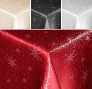 Tischdecke 90x90 cm grau Weihnachten Polyester Sterne eckig Tischdecken Advent Weihnachtstischdecken