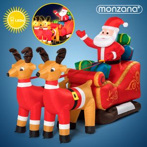 Monzana Aufblasbarer Weihnachtsmann mit Schlitten LED Beleuchtet Groß Rentiere IP44 Außen Weihnachten Santa Weihnachtsdeko Weihnachtsfigur Nikolaus