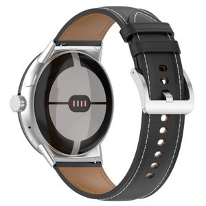 INF Echtleder-Uhrenarmband, 20 mm, kompatibel mit Google Pixel Watch 1/2 Schwarz