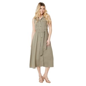 Dorothy Perkins - Hemdblusenkleid Gürtel für Damen Ärmellos DP5376 (44 DE) (Salbei)