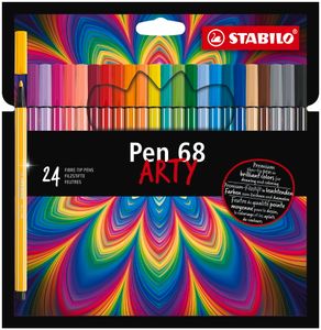 Premium-Filzstift - STABILO Pen 68 - ARTY - 24er Pack mit Hängelasche - mit 24 verschiedenen Farben