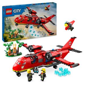 LEGO City Löschflugzeug, Feuerwehr-Set mit Flugzeug-Spielzeug für Kinder, Bauset mit 3 Feuerwehrmann-Figuren und Brandkulisse, tolle Geschenk-Idee für Jungen und Mädchen ab 6 Jahren 60413