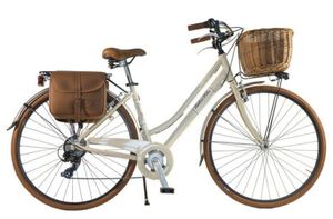 Dolce Vita by Canellini bicykel mestský bicykel žena hliník s košíkom a bočnou taškou - Béžová 46