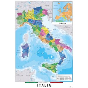 Mappa Italia Fisico Politico Karte von Italien 91,5 x 61 cm