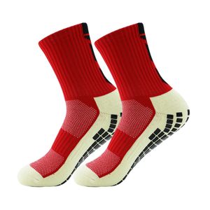 1 Stück Hohe Qualität Baumwolle Anti Slip Fußball Socken Baumwolle Sport Radfahren Laufen Reiten Socken, Rot38-45,