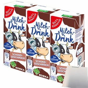 Gut& Milchdrink Schoko vollmundiger Schokogeschmack mit fettarmer Milch und Papier-Trinkhalm (3x200ml) + usy Block