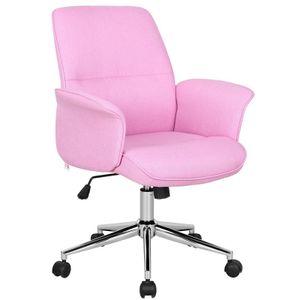 SixBros. Bürostuhl, Schreibtischstuhl mit Armlehne und niedriger Rückenlehne, Drehstuhl stufenlos höhenverstellbar & Metalldrehkreuz, Sitzbezug aus Stoff, pink 0704M/3673