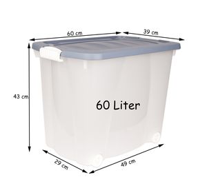 4er Set XXL Aufbewahrungsbox mit Deckel & Rollen - 100% recyceltes Plastik -  Germany : 4 Stück : Pastell-Blau