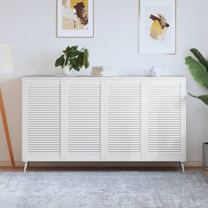 vidaXL Dvere šatníkovej skrine s lamelovým dizajnom 4 ks biele 99,3x49,4 cm masívne drevo