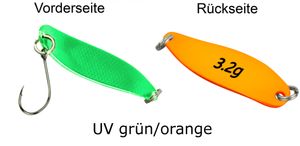 FTM Spoon Hammer Blinker 3,2g - Forellenblinker, Farbe:UV grün/orange
