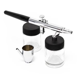 Wiltec Airbrush Pistole Typ 128 mit Double Action Funktion, Nadel und Düse Ø 0,35 mm, 3 Farbbecher, Adapter und Schlauch, für Modellbau, Nailart usw.