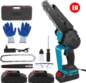 Bezszczotkowa elektryczna pilarka łańcuchowa, moc 2000 W, długość cięcia 8 cali, 2 akumulatory, wtyczka EU, EU