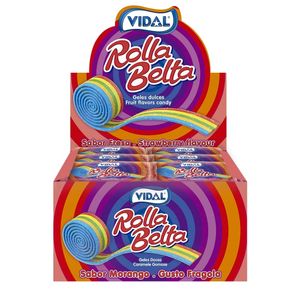 Vidal Rolla Belta Fruchtgummi Rolle einzeln verpackt Erdbeergeschmack 24 x 19g / 456 g Candy Bar