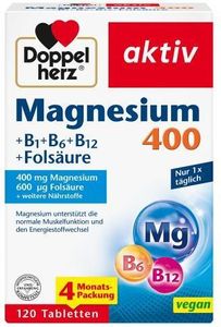 Doppelherz Hořčík 400+B1+B6+B12+Kyselina listová Tbl 120 kapslí