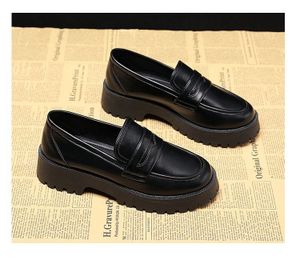 Chunky Loafers Damen Leder Pumps Schuhe Retro Round Toe Mary Janes Pumps mit Plateau Med Heels Spring Lady Vintage Schuhe