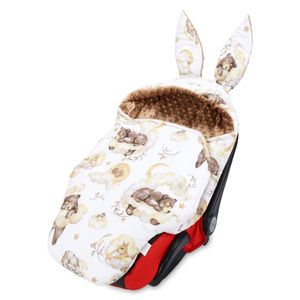 Detský poťah na autosedačku Winter 80x87 cm - Footmuff Detská deka do auta Zimná taška Bavlna Minky Slumber Bear Brown