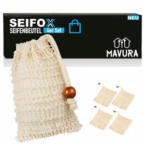SEIFOX Seifenbeutel Seifensäckchen Seifennetz Seifensack Seifenrestebeutel Peeling-Schwamm Netz [4er Set]