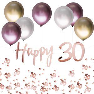 Oblique Unique 30. Geburtstag Jubiläum Party Deko Set - Happy 30 Girlande + Luftballons + Konfetti Zahl 30
